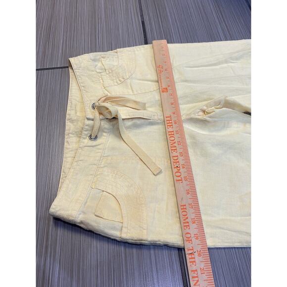 Luxury Linen relaxed breathable butter-yellow coastal breezy wide leg pants sz 8 - Picture 6 of 11
